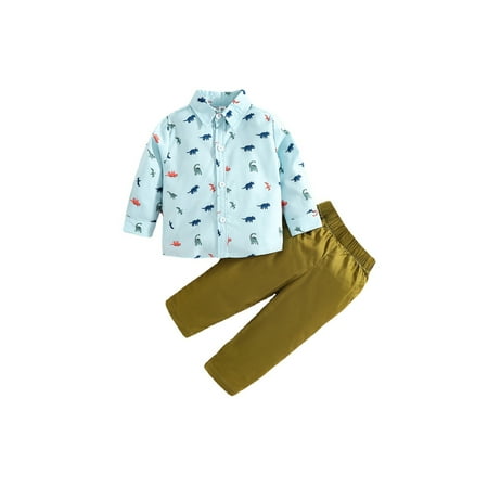 

Avamo Newborn Cute Button Down Summer Outfits Animal Print Casual Shirt+Pants Sets Toddler Long Sleeve Party 2Pcs Outfit Suit