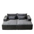 thumbnail image 2 of 87" Oversized Sectional Chaise Lounge With Reclining Bed, No Assembly, Grey Corduroy, Comfy Sleeper Chair For Living Room & Bedroom Assembly Required Lounge, Corduroy, 2 of 6
