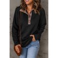 thumbnail image 2 of Ladies Pullover Sudadera Moda Acolchado Patrón Ligero de Manga Larga Plain Casual Top Negro S, 2 of 6
