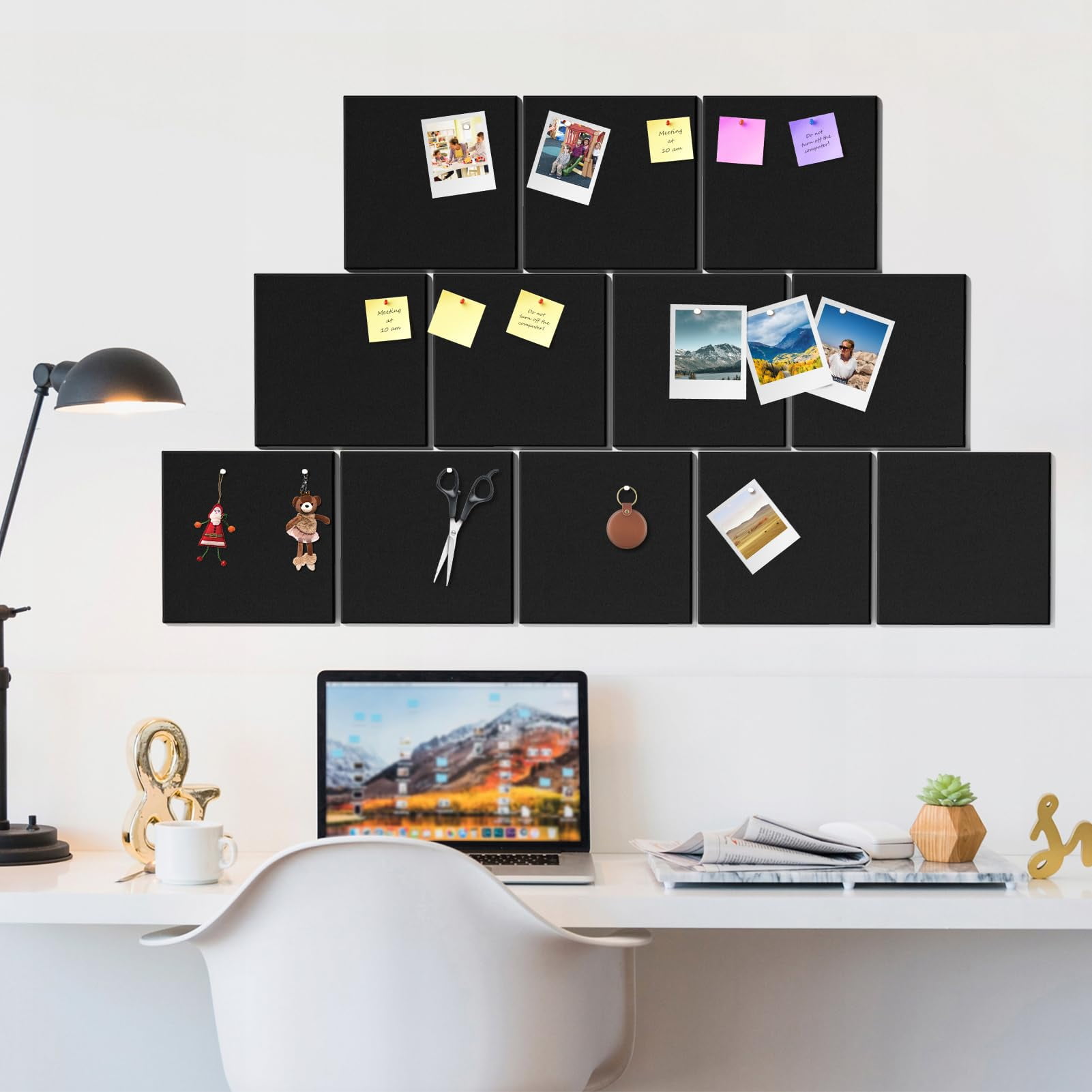 MaxGear Large Cork Board for Wall 48" x 36", 12 Pack Felt Wall Tiles with Pushpins, Black Bulletin Board, Pin Board Tack Board for Office, Home, Decoration