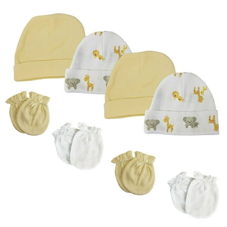 

Baby Boy Baby Girl Unisex Infant Caps and Mittens (Pack of 8)