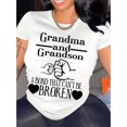 thumbnail image 1 of Grandma And Grandson Print Crew Neck T-shirt, Casual Short Sleeve Top For Spring & Summer, Women's Clothing, 1 of 8