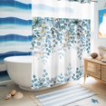 thumbnail image 5 of No Hook Shower Curtain, Blue Eucalyptus Leaves Shower Curtains for Bathroom with See Through Top Window, Farmhouse Watercolor Floral Waterproof & Washable Bath Curtain 60"x72", 5 of 9