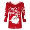 thumbnail image 5 of YanHoo Women's Casual 3/4 Sleeve T-Shirts Round Neck Cute Christmas Tunic Tops Basic Tees Blouses Loose Fit Pullover Fall Walmart Clearance Sales, 5 of 5