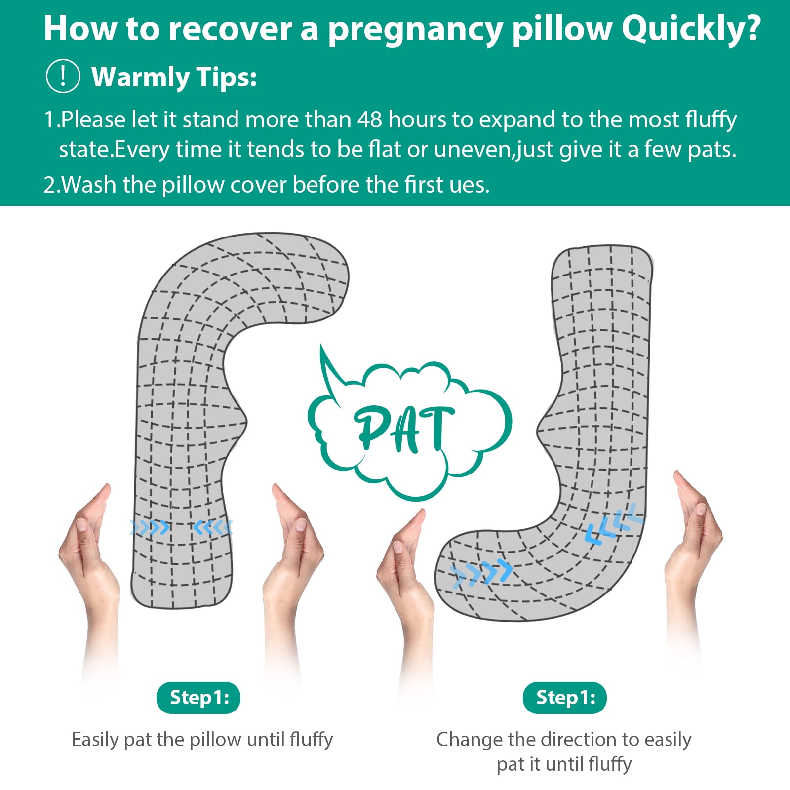 BATTOP Pregnancy Pillow with Cooling Cover,J Shaped Maternity Body Pillows for Pregnancy,Support for Back,Legs,Belly,Hips,Grey