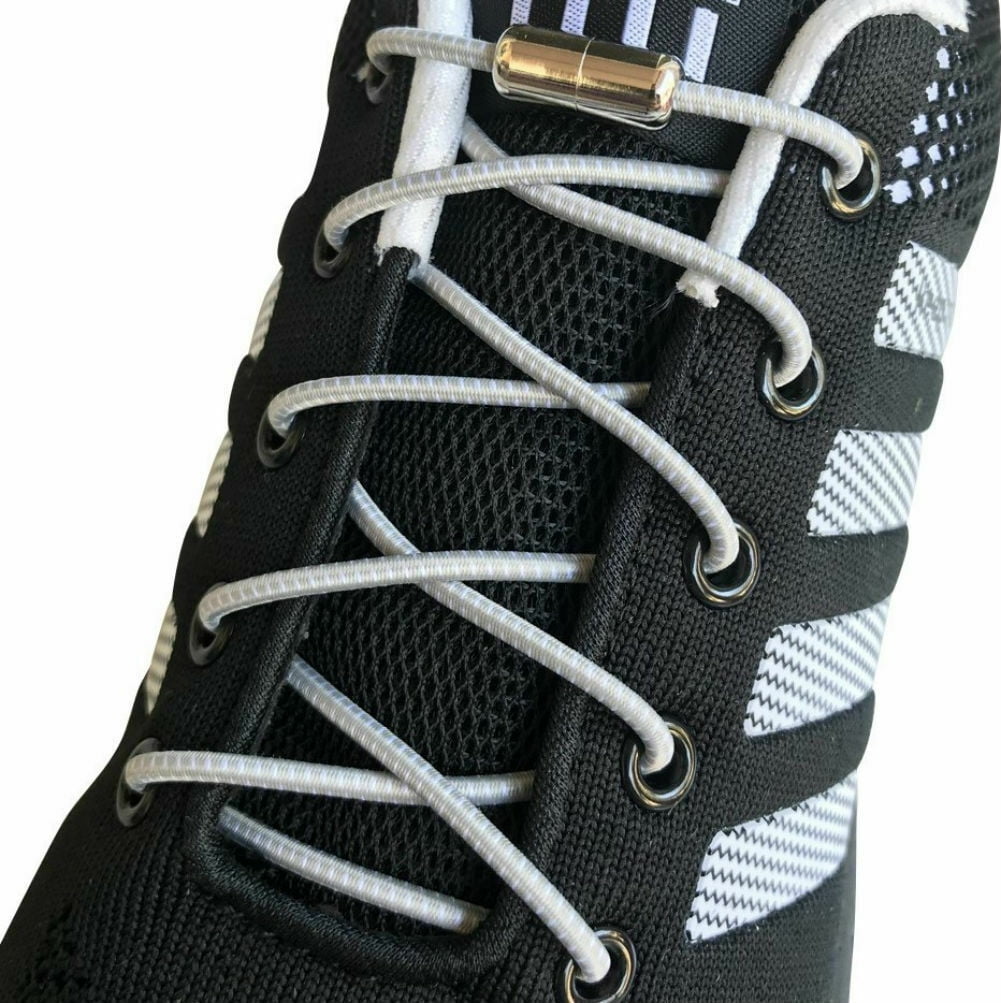 1 pair gray No Tie Elastic lock laces Shoe laces for cycling hiking canvas sport 
