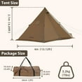 thumbnail image 6 of Waldmate 4-Person Hot Tent with Stove Jack Snow Skirt Windproof Waterproof，Easy to Install&Carry for Outdoor Camping in Cold Weather, 6 of 6