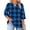 Blue, variant on Plus Size Tops for Women Keyhole Neck Three Quarter Sleeve Plaid Shirts Loose Daily Trendy Blouses Tops,Yellow,XXXL