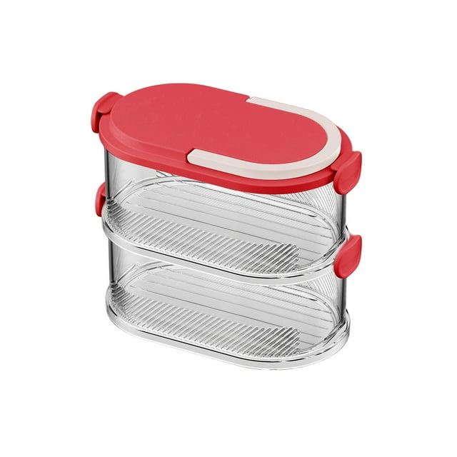 Stackable Spice Storage Box in Modern Red (2-Layer), Multi Layer Sealed Organizer Airtight Stackable Kitchen Rack Airtight Storage Organizer for Home and Kitchens Saving Herb