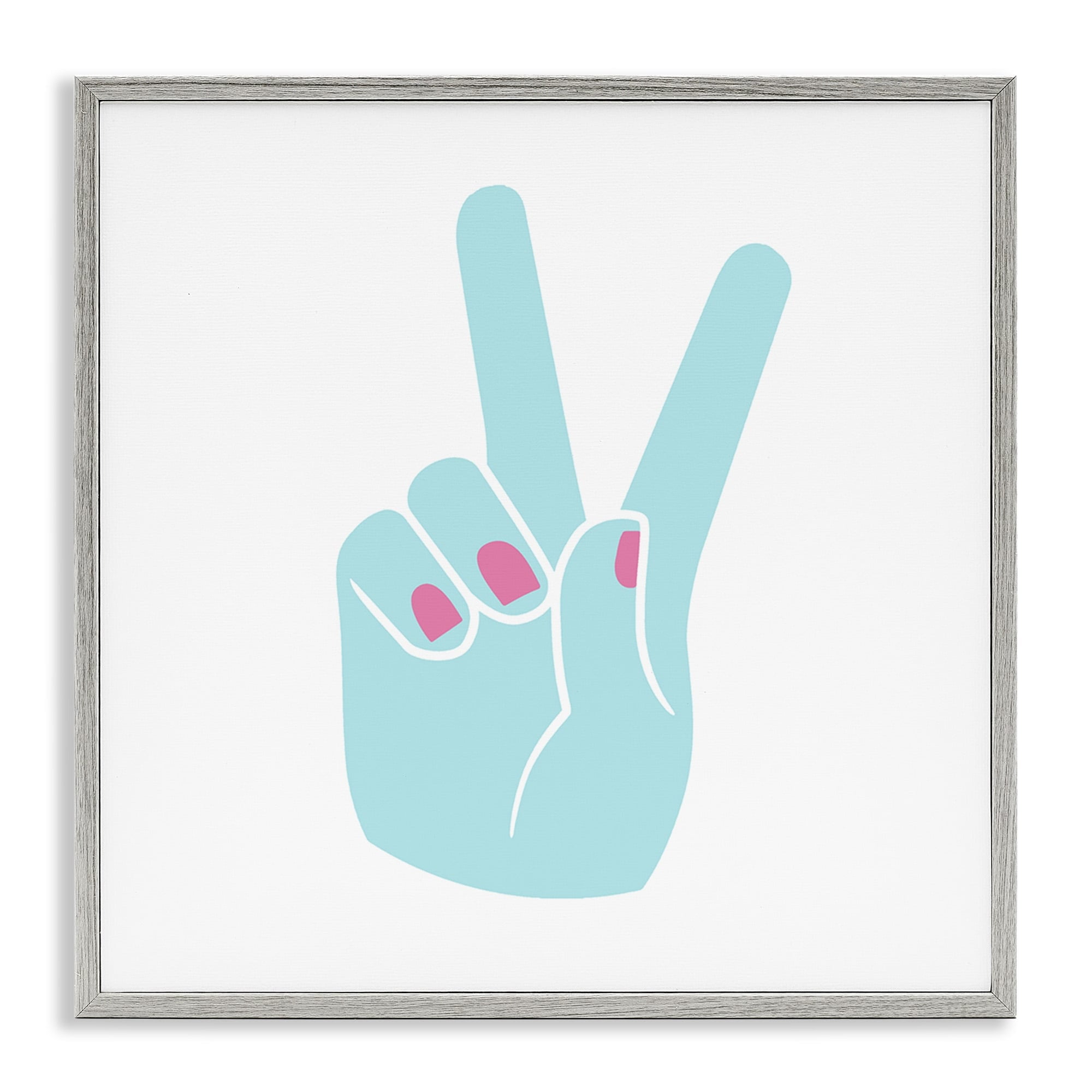 Stupell Industries Peace Hand Teal with Pink Nail Polish, 24 x 24,Design by Daphne Polselli