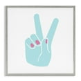 thumbnail image 3 of Peace Hand Teal with Pink Nail Polish Art for Kids Framed Art Print Wall Art, 17x17, 3 of 5