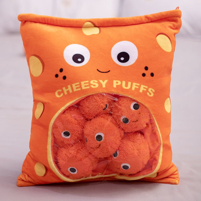 Cheesy Puffs Plush Toy Balls Puff Cheese Puff Stuffed Toy Game Pillow Cushion Cute Plush Pillow Throw Pillow Creative Removable Stuffed Animal Toys