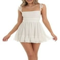 thumbnail image 2 of Robes Mini Décontractées pour Femmes Robe en Dentelle Dos Nu Bandage Ligne A Robe Mini Évasée, 2 of 6