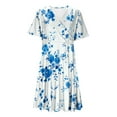 thumbnail image 5 of Nmnitkp Womens Summer Dress Floral Print Elegant Deep V Neck Fashion Short Sleeve Dress Fashionable and Beautiful,Summer Dresses for Women 2025 Multicolor,M, 5 of 7