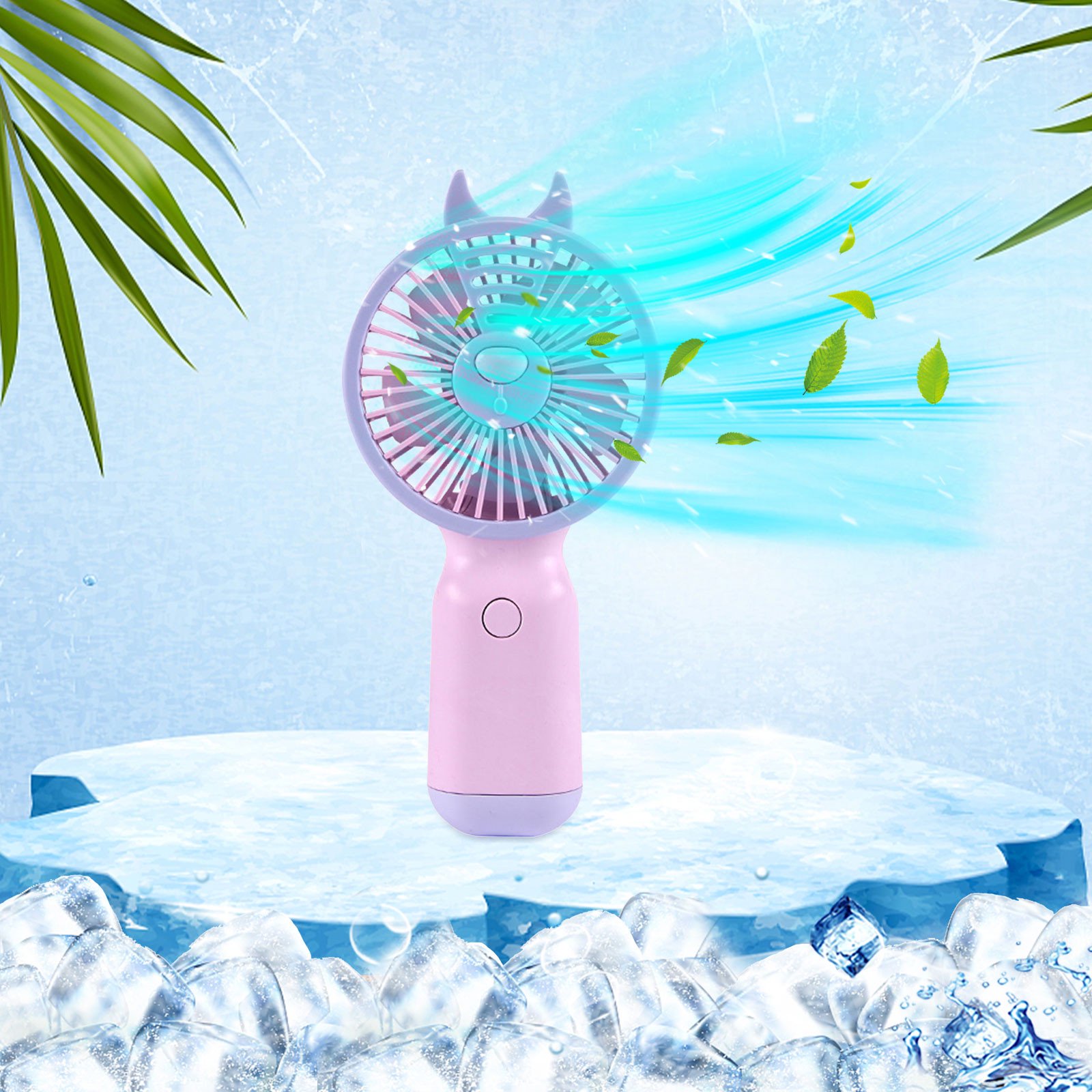 Gecau Handheld Small Fan Cute Portable Portable Small Affordable&High-Quality ind Dormitory Office Purple 3.4x1.68 Inch Home Stuff