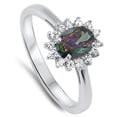 thumbnail image 4 of CHOOSE YOUR COLOR Multi-color CZ Sun Burst Oval .925 Sterling Silver Band Black Female Size 9, 4 of 4
