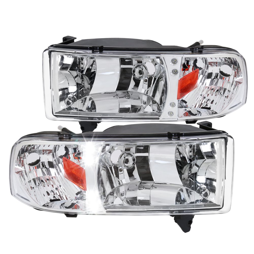 Spec-D Tuning Chrome Housing Clear Lens Headlights for 1994-2001 Dodge