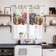 thumbnail image 2 of 2 Panels Kitchen Tier Curtains 39 Inch Length, Farmhouse Floral Grommets Window Treatment Curtain, Vintage Spring Flowers Botanical Thermal Curtains Drapes for Living Room/Bathroom, 2 of 9