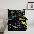thumbnail image 5 of Homewish Kawaii Dinosaur Twin Comforter Sets,Cartoon Animal Bedding Set,Black,Black Reversible,2 Pieces,1 Comforter and 1 Pillowcase, 5 of 7