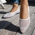 thumbnail image 5 of Womens Mesh Pointed Toe Flats - Breathable Lightweight Slip-on White Ballet Flat Shoes,Size 9.5, 5 of 9