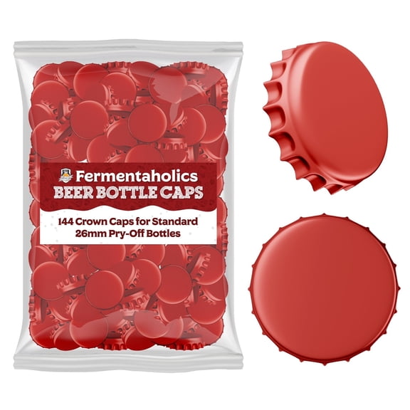 Red Bottle Caps - Oxygen Absorbing - Standard Size - 26 mm - Pry-Off Crown Beer Cap