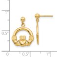 thumbnail image 2 of 14K Yellow Gold Dangling Claddagh Post Earrings, 2 of 2