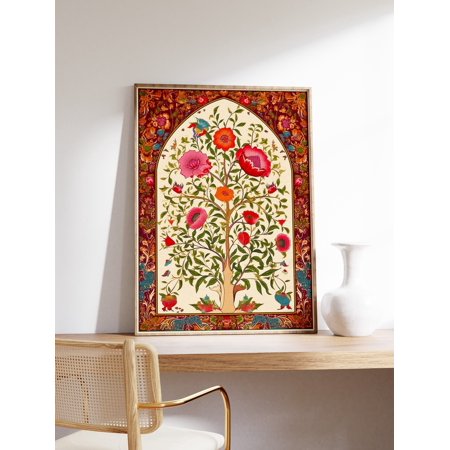 Islamic Floral Art Poster, Traditional Islamic Pattern Print, Islamic Geometric Artwork, Arabic Calligraphy Poster, Muslim Art, Muslim Gift-NO FRAME