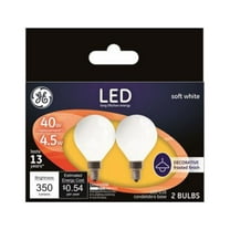 GE 25046 LED Bulb G16 E12 (Candelabra) Soft White 40 W Frosted Pair