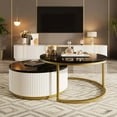 Williamspace Nesting Coffee Table Set of 2, Modern Round Wood Coffee ...