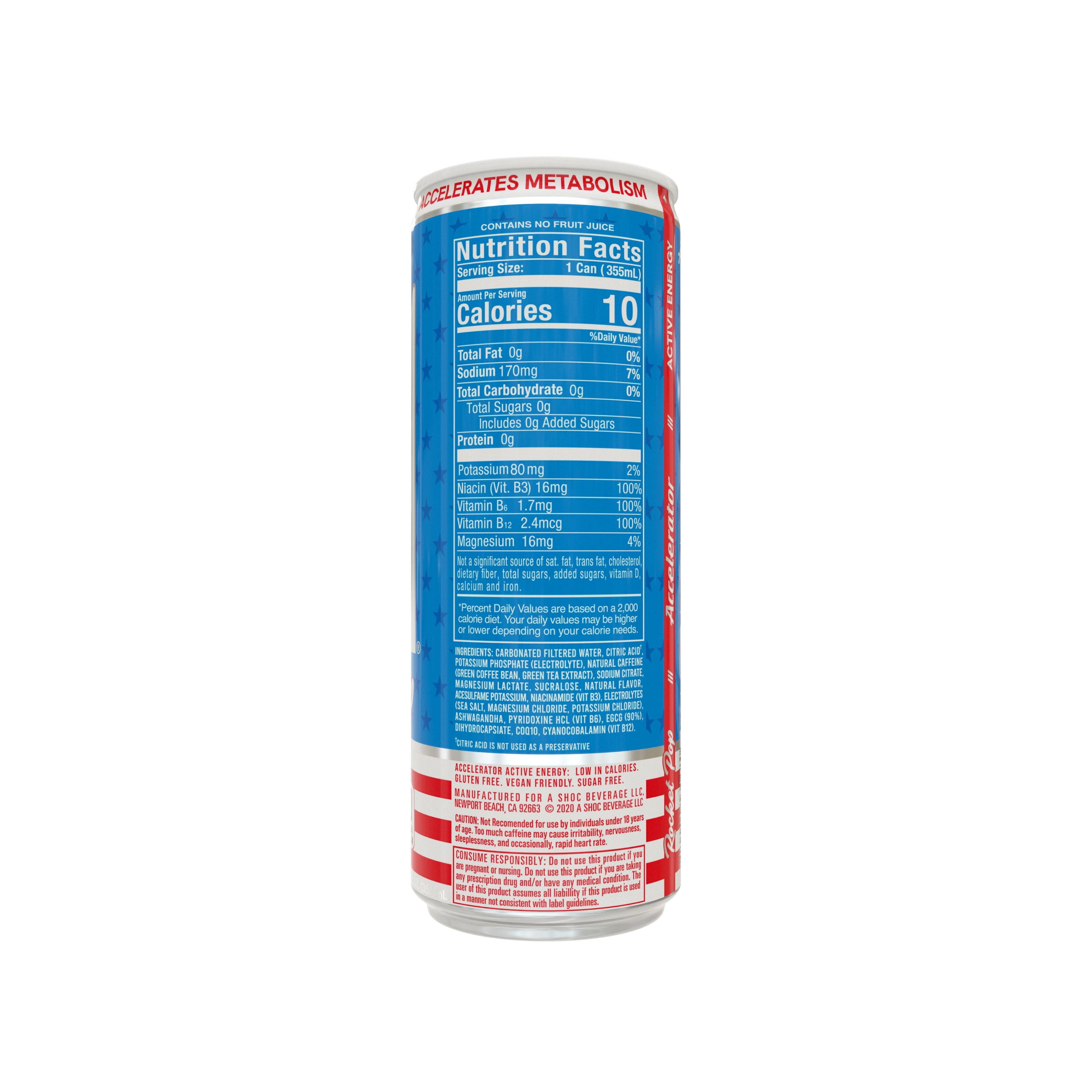 Accelerator Rocket Pop Energy Drink, 12 fl oz can
