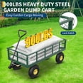 thumbnail image 5 of Acekid Heavy Duty Steel Garden Dump Cart with Removable Sides, 10" Pneumatic Tires, Black/Green, 5 of 8