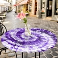 thumbnail image 6 of Purple Ombre Round Tablecloth for 36-44 Inch Tables, Fitted Table Cover with Elastic Edge, Modern Abstract Tie Dye Painting Art Waterproof Outdoor Table Cloth Protector for Patio Garden Dinner Picnic, 6 of 9