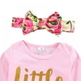 thumbnail image 4 of Baby Girl Clothes,Long Sleeve Romper Trousers Headband Hat 4 Outfits for Fall Winter Floral Bodysuit 4 Set, 4 of 6