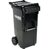 Global Industrial 35 Gallon Mobile Trash Container, Black