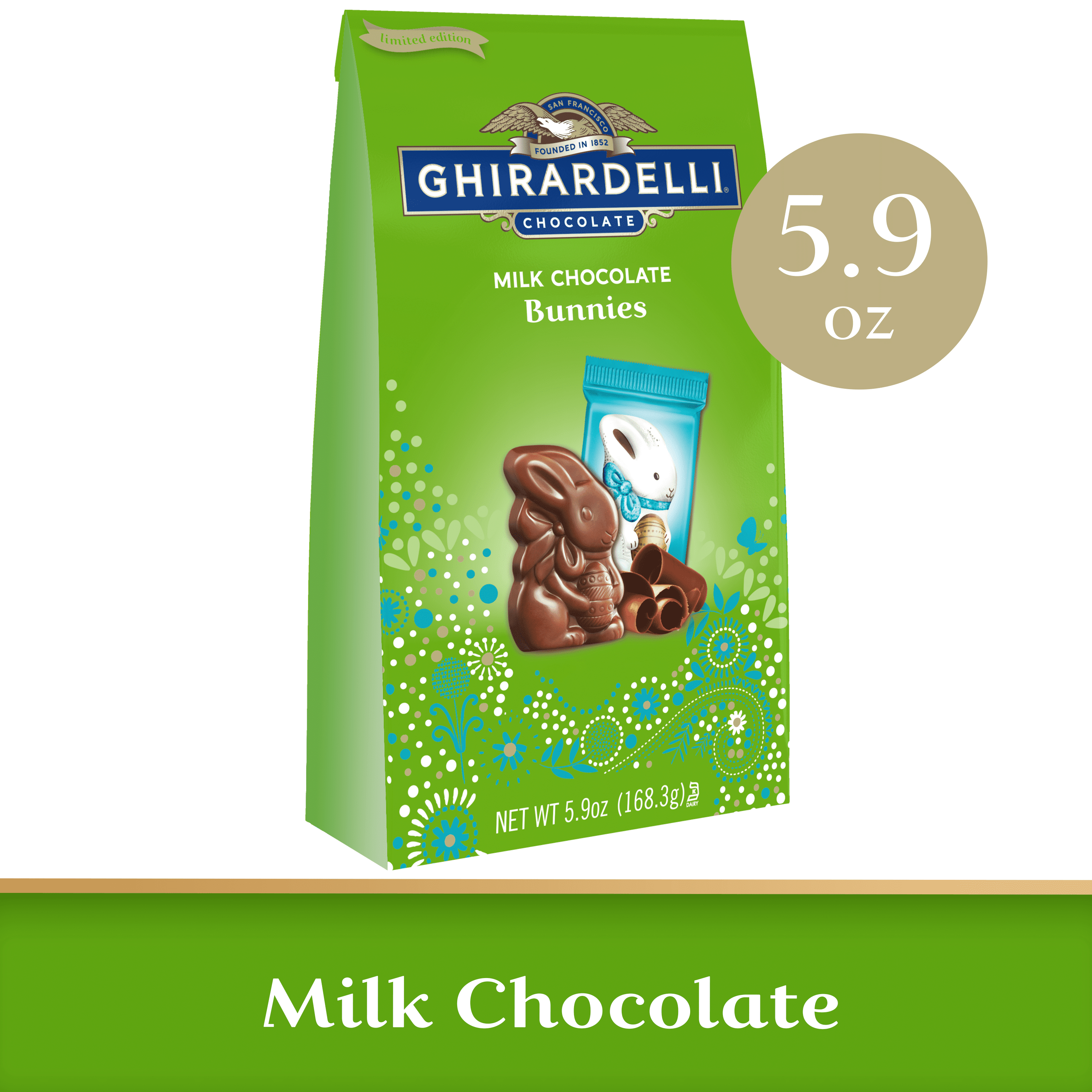 GHIRARDELLI Milk Chocolate Bunnies, Solid Milk Chocolate Bunnies, 5.9 OZ Bag