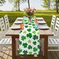thumbnail image 4 of St Patricks Day Table Runner, Green Shamrock Spring Watercolor Lucky Leaf Washable Cotton Linen Table Runners 48 Inches Long, Dresser Scarf Runner for Nightstand/Coffee/End Tables 13''x48'', 4 of 9