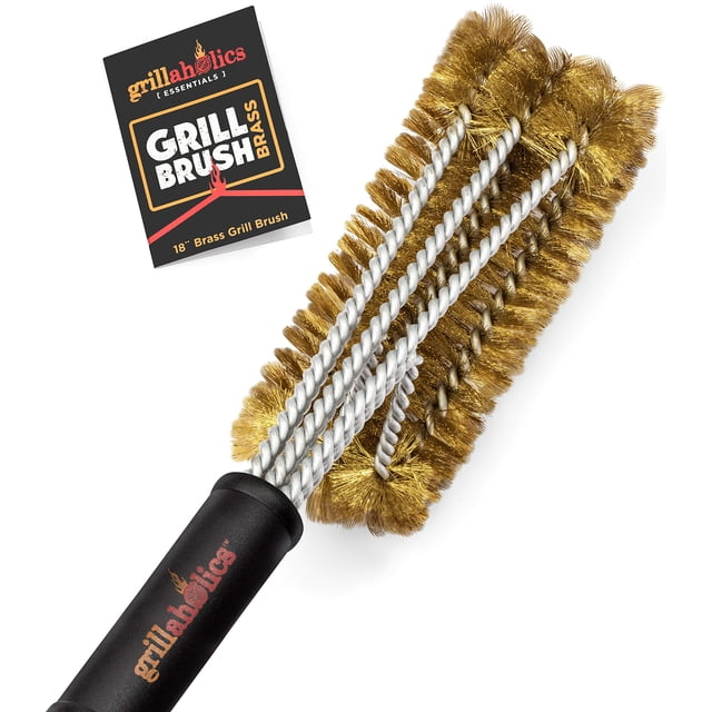 Cepillo para parrilla Grillaholics de latón con cerdas suaves de 46 cm