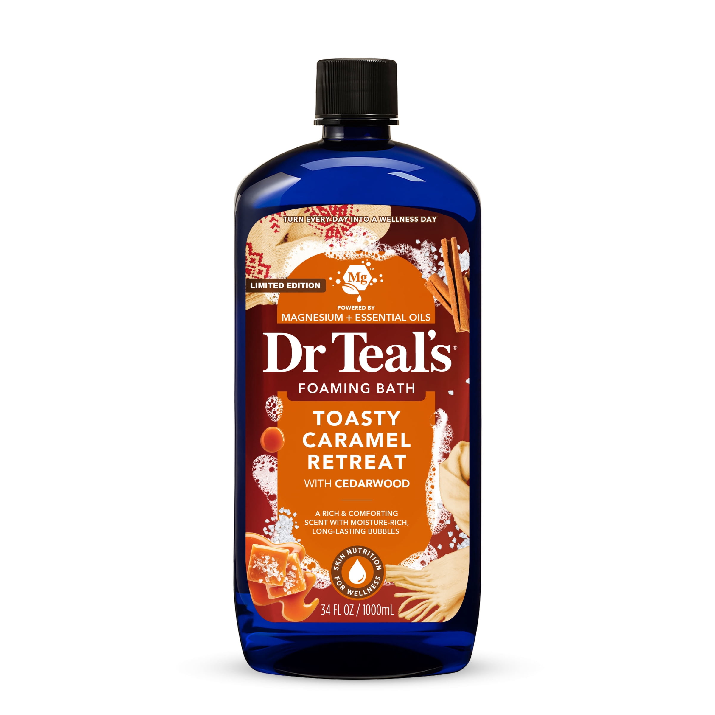 Dr Teal's Toasty Caramel Foaming Bubble Bath, Epsom Salt & Essential Oils, 34 fl oz