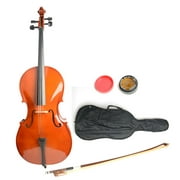 Zimtown 4/4 Size Basswood Cello with Case, Bow, Rosin, Bridge for Beginner Retro Color