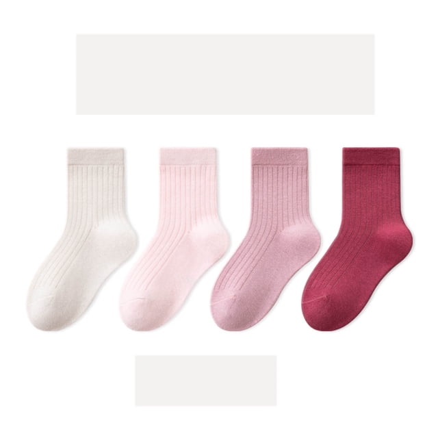GPOECD Soft Kids Crew Everyday Comfortable School Ankle Socks with Non Grip Athletic Play Assorted Solid Colors Multipack 02_Watermelon Red,1-4 Years