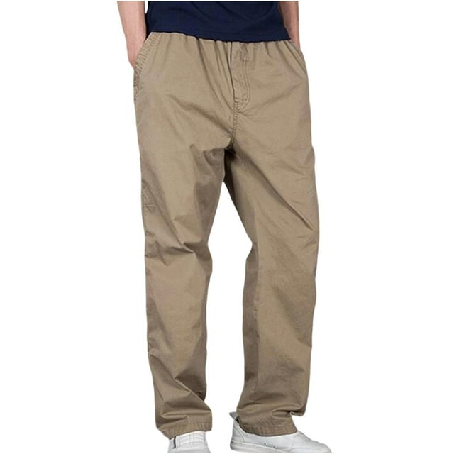 Plus Size Pants for Men Drawstring Elastic Waist Golf Pants Cotton Loose Tactical Sweatpants Workout Outdoor Trousers