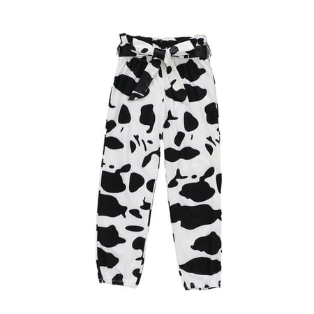 

Kucnuzki Infant Girl Clothes 12 Months Infant Girl Fall-Winter Pants 24 Months Infant Girl Elastic Cow Pattern Prints Casual Pants Black