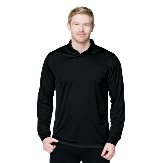 Tri-Mountain Performance Cheap Vital Long Sleeve K020LS Polo Shirt, 2X-Large Tall, Black