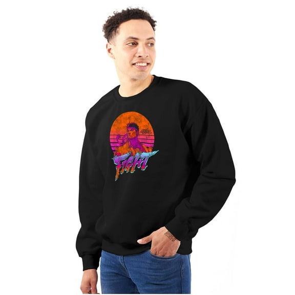 Street Fighter Vintage Ryu Sunset Sweatshirt for Men or Women Brisco Brands S