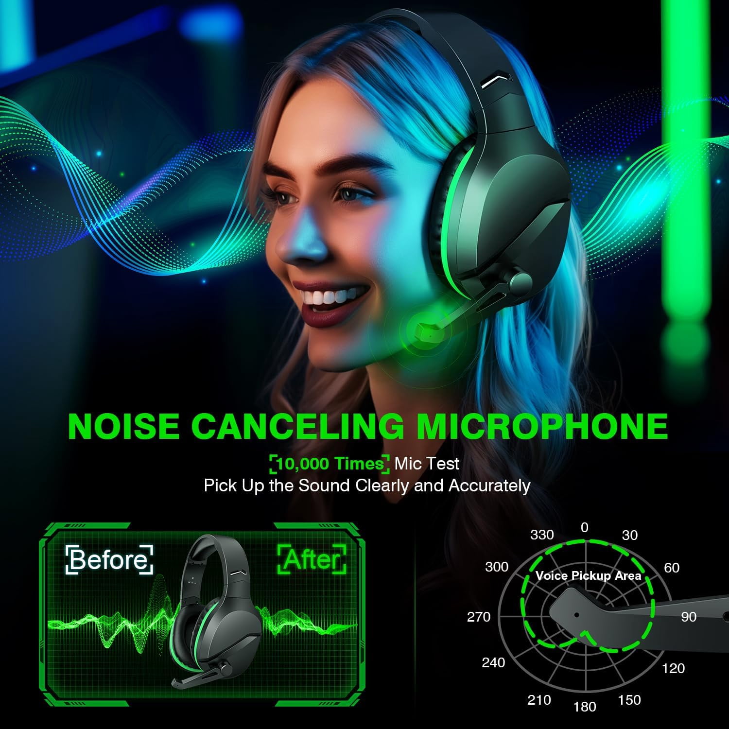 X3 Wireless Gaming Headset for Xbox Series X|S, PS5, PC, Mac – Bluetooth Headset with Noise Cancelling Mic, 50H Playtime, Low Latency , Black
