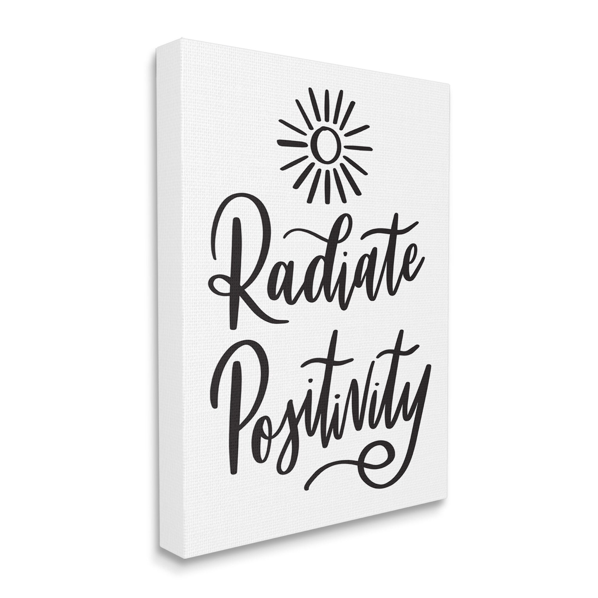 Stupell Industries Radiate Positivity Motivational Phrase Minimal Text Sun Illustration, 36 x 48,Design by Hey Bre! Creative Studio