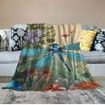 thumbnail image 2 of Jiayy  Dragonflies Butterflies Flowers Grass Throw Blanket Ultra Soft Cozy Summer Style Decorative Flannel Blanket for Home Bed Couch Chair Travel, 2 of 6