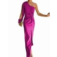 thumbnail image 3 of Vestido de Cóctel para Mujer, con un Solo Hombro, Larga y Abertura Alta, para Fiesta de Boda Rosa Roja M, 3 of 8