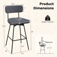thumbnail image 3 of Gymax Bar Stools Set of 2 Modern Upholstered 360ºSwivel Bar Chairs 29'' Bar Height Barstools Grey, 3 of 8