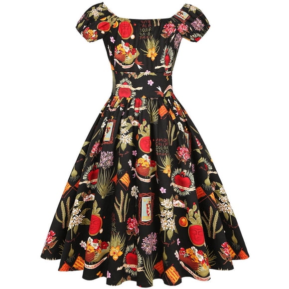 50s 60s Rockabilly Women Swing Dress Summer Off Shoulder Sexy Midi Female Beach Vestidos Elegant Ladies Vintage Party Dresses
